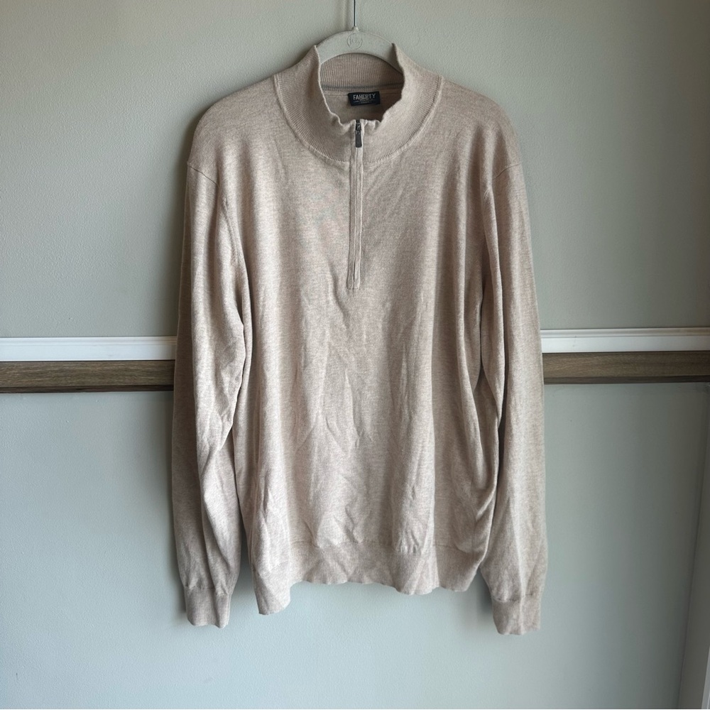 Faherty Movement 1/4 Zip Sweater COOLMAX Soft Dune Tan